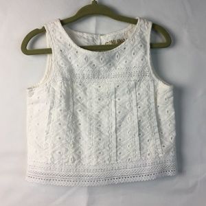 Sleeveless white girl tank top shirt